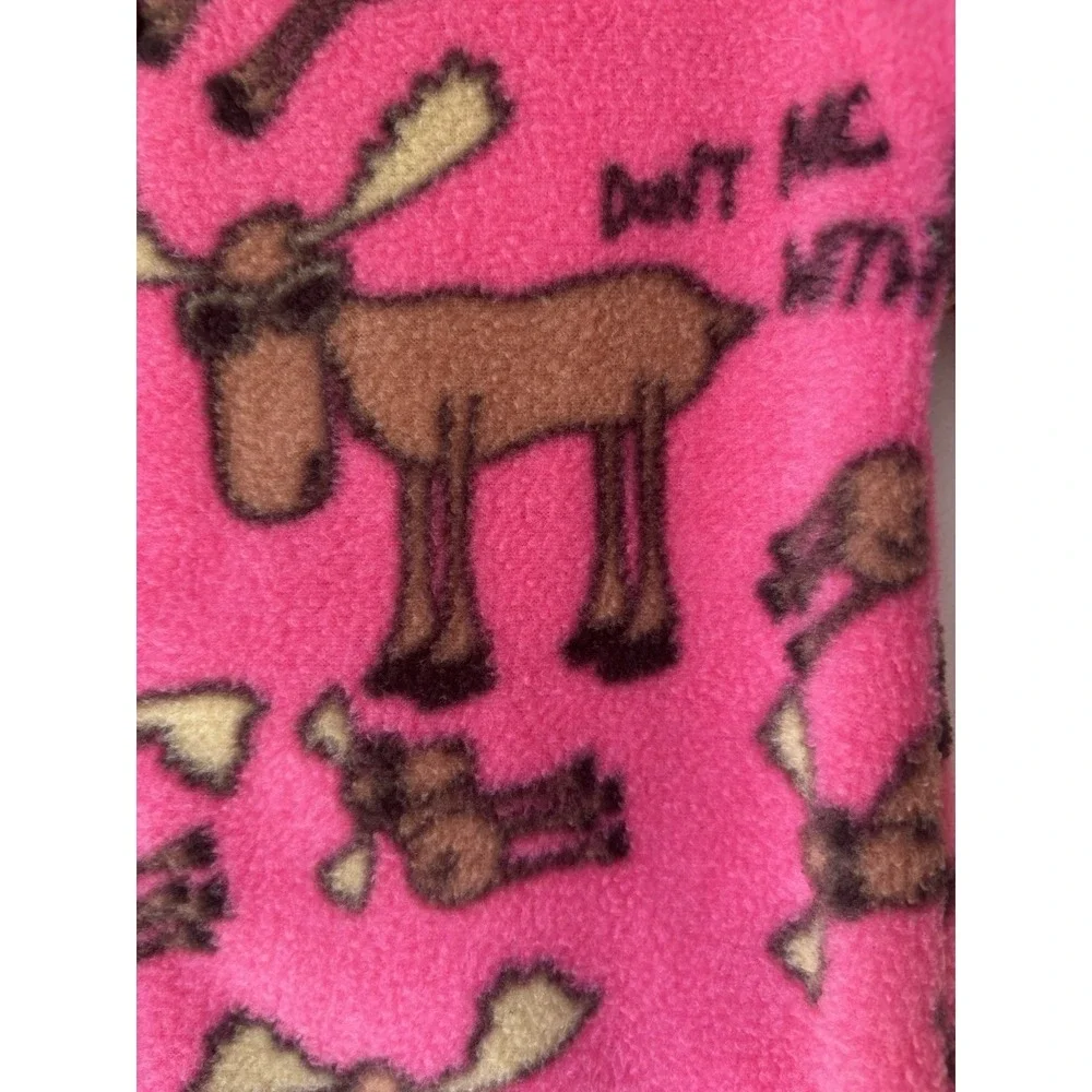 Lazy One Toddler Girl‎ 2T Moose Pink Fleece Flap Footed Pajamas Cozy Full Zip